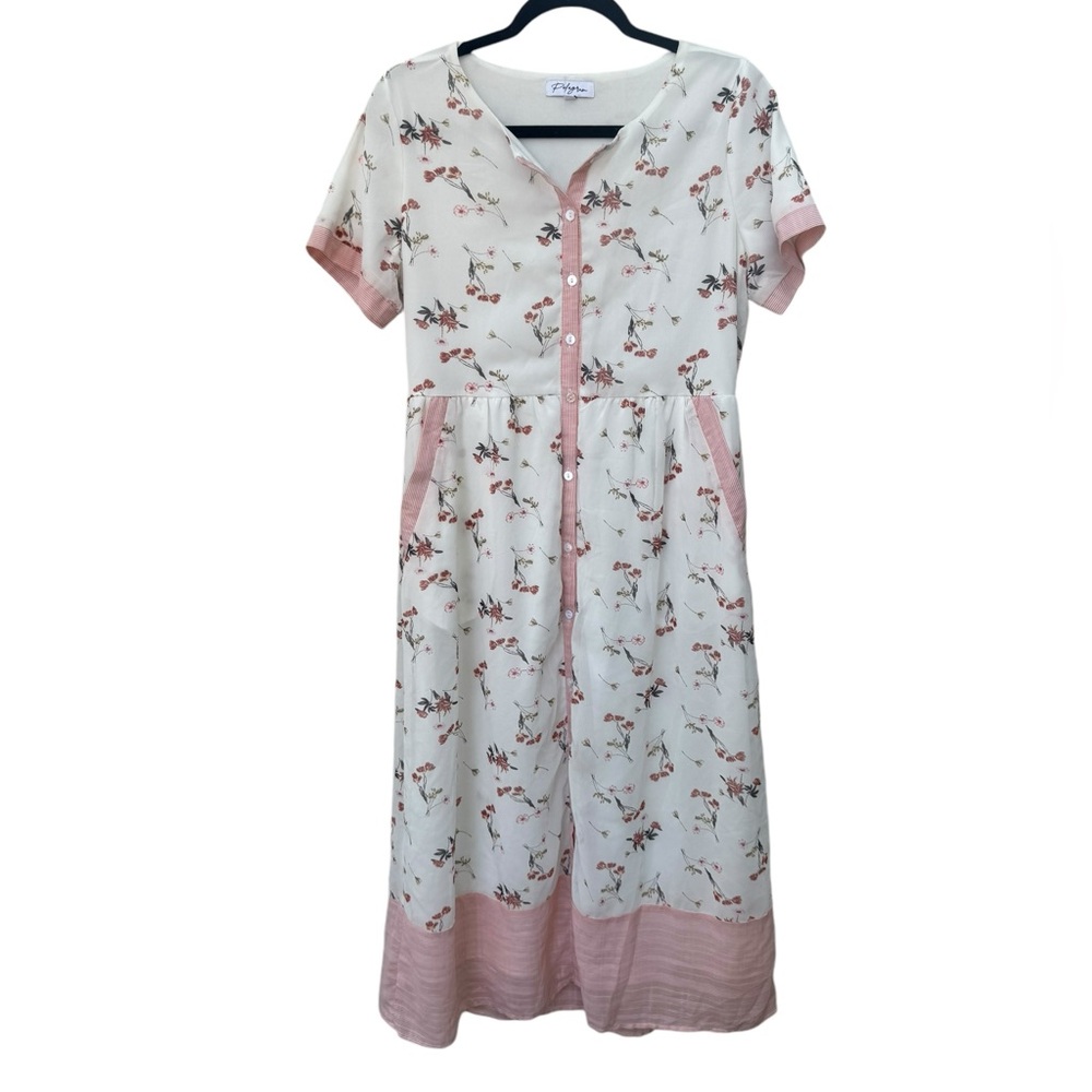 Polagram Floral Shirtdress size Medium - Picture 2 of 10
